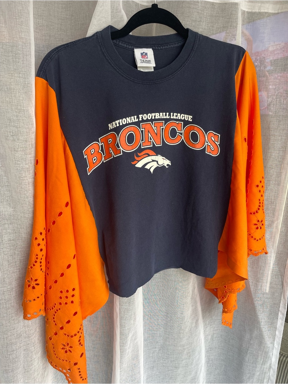 Upcycled Denver Broncos Poncho Top One of a Kind M/L